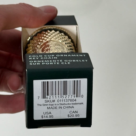 Starbucks Gold Cold Cup Ornament Key Chain - Picture 2 of 4